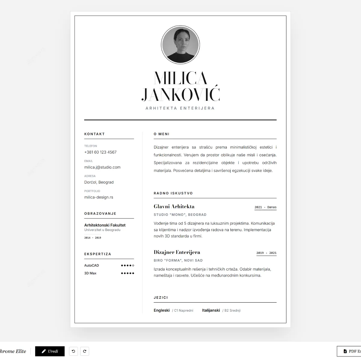 Monochrome Elite CV